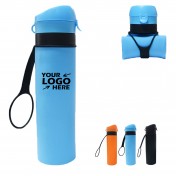 21 oz Outdoor Sports Silicone Folding Water Bottle
